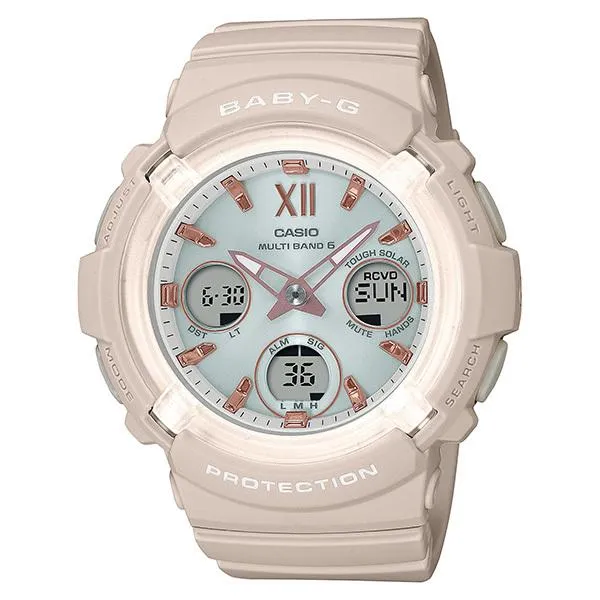BGA-2800-4A2JF Orologio solare radiocontrollato CASIO Baby-G, rosa beige, colori pastello FUMO, orologio da donna