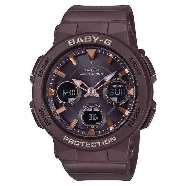 Orologio da donna CASIO BABY-G BGA-2510-5AJF marrone, analogico-digitale, radiocontrollato, resistente all'energia solare, stile JDM.