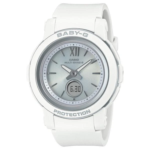 Orologio da donna CASIO BABY-G BGA-2900-7AJF JDM radiocontrollato a energia solare, colore bianco.