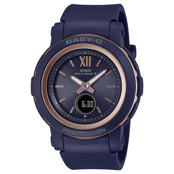 Orologio CASIO Baby-G BASIC radiocontrollato a energia solare, blu navy, da donna, modello BGA-2900-2AJF