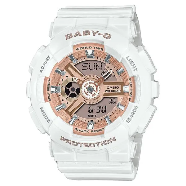 Orologio da donna CASIO Baby-G bianco e oro rosa BA-110X-7A1JF