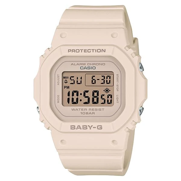 Orologio da donna CASIO BABY-G serie 565, colore rosa e beige, modello BGD-565U-4JF.