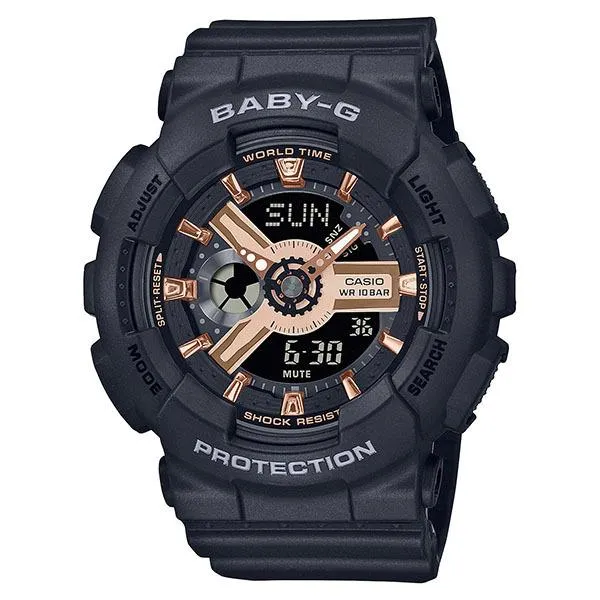 Orologio da donna CASIO Baby-G BA-110 con lunetta grande e colore nero, modello BA-110XRG-1AJF.