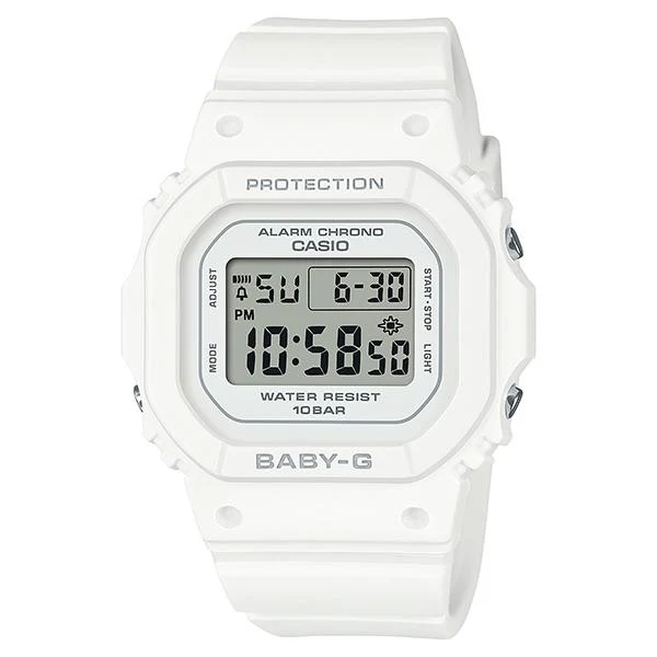 Orologio da donna CASIO BABY-G serie 565, colore bianco, modello BGD-565U-7JF.