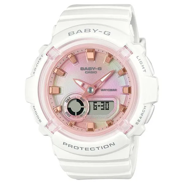 Orologio da donna CASIO Baby-G Soft Tiedye bianco, modello BGA-280TD-7AJF.