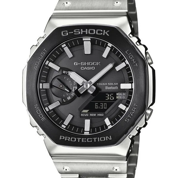 Orologio da uomo CASIO G-SHOCK GM-B2100BT-1AJF con lunetta nera e cassa interamente in metallo.