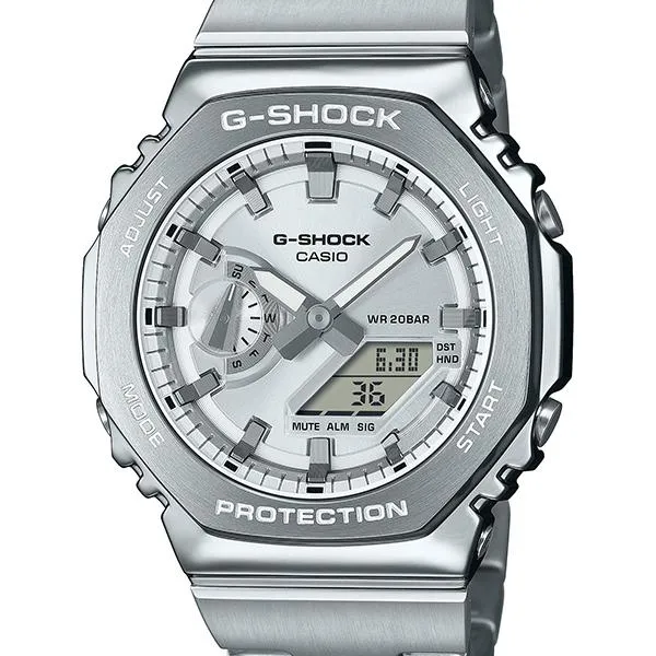 Orologio da uomo G-SHOCK CASIO GM-2100 con cinturino in metallo e quadrante colorato, modello GM-2110D-7AJF.