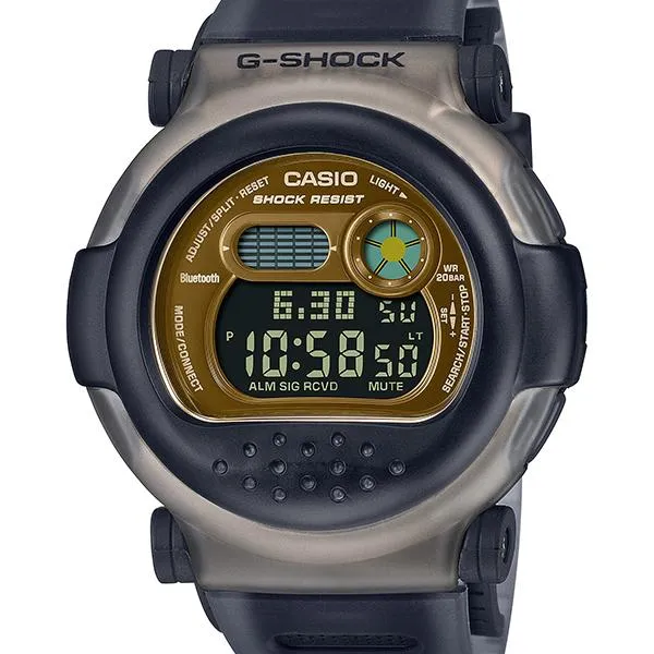 Orologio da uomo CASIO G-SHOCK con doppia lunetta, grigio e oro, modello G-B001MVB-8JR.