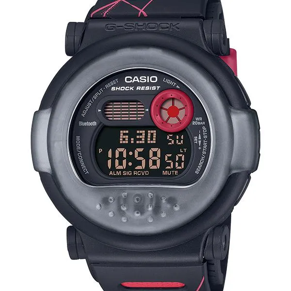 Orologio da uomo CASIO G-SHOCK con doppia lunetta, grigio e collegamento allo smartphone, modello G-B001MVA-1JR.