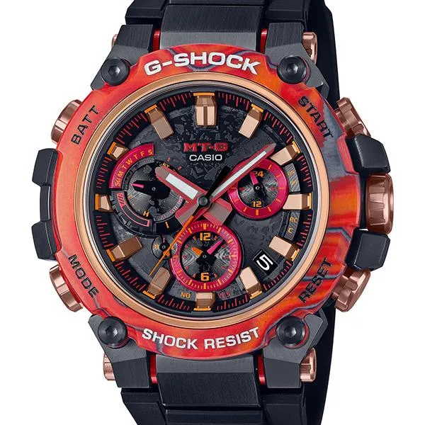 Orologio da uomo Casio G-Shock MTG-B3000FR-1AJR rosso acceso, radiocontrollato Bluetooth e a energia solare.
