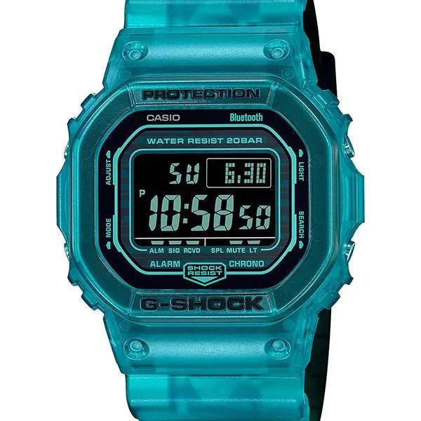Orologio da uomo G-SHOCK CASIO DW-B5600G-2JF scheletrato turchese e blu.