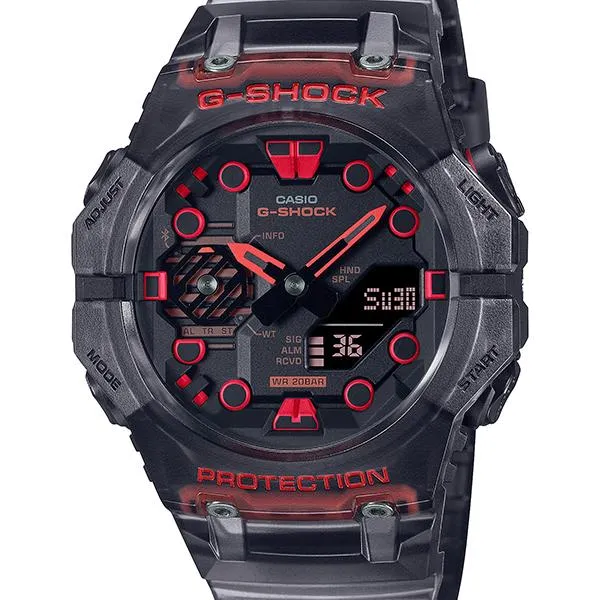 Orologio da uomo G-SHOCK CASIO scheletrato nero e rosso, modello GA-B001G-1AJF