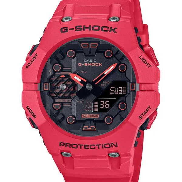 Orologio da uomo G-SHOCK CASIO GA-B001-4AJF con collegamento per smartphone, colore rosso.