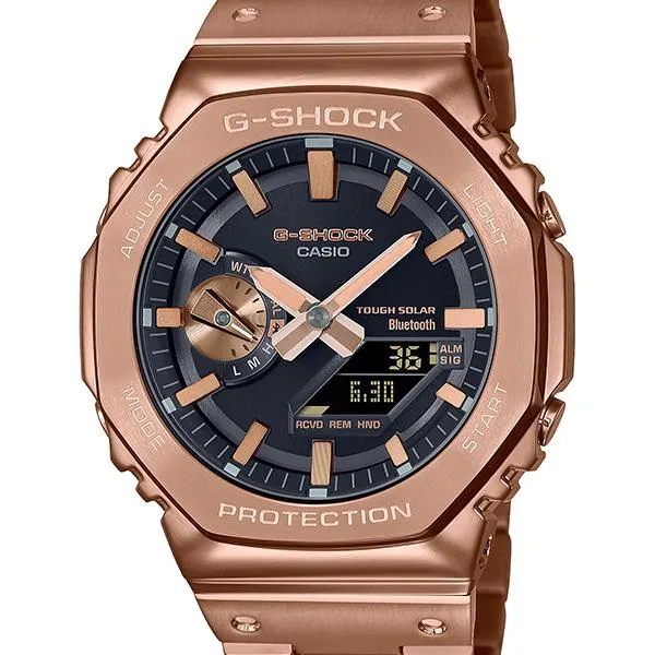 Orologio da uomo CASIO G-SHOCK in metallo color oro rosa, modello GM-B2100GD-5AJF