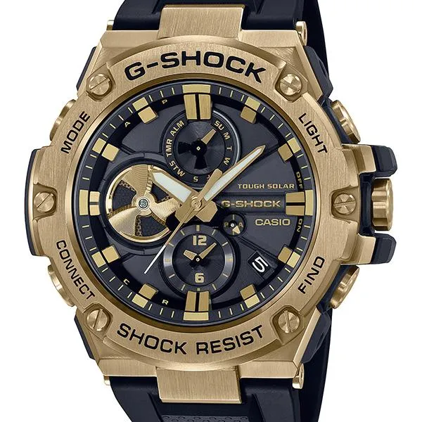 Orologio da uomo CASIO G-SHOCK G-STEEL G-Steel nero e oro, modello GST-B100GB-1A9JF