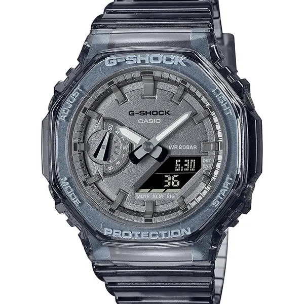 Orologio da uomo CASIO G-SHOCK GMA-S2100SK-1AJF con quadrante scheletrato metallico.