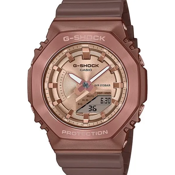 Orologio da uomo CASIO G-SHOCK GM-S2100BR-5AJF con cassa in metallo color bronzo.