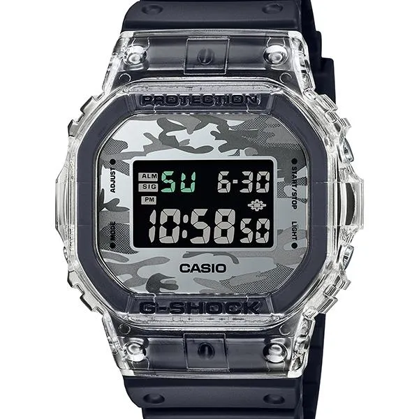 DW-5600SKC-1JF Orologio da uomo CASIO G-SHOCK Camouflage Skeleton nero e grigio