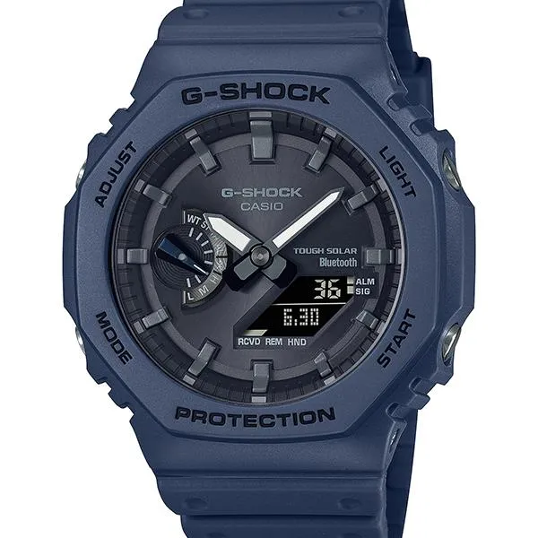 Orologio da uomo CASIO G-SHOCK GA-B2100-2AJF JDM Tough Solar Mobile Link analogico-digitale ottagonale blu navy e nero