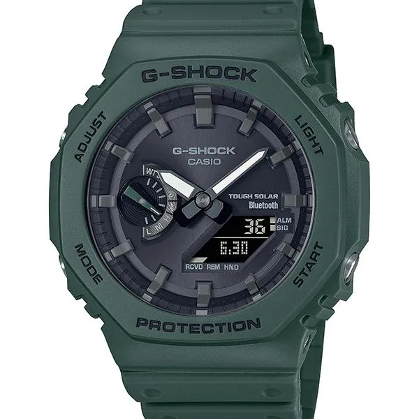 Orologio da uomo CASIO G-SHOCK GA-B2100-3AJF JDM Tough Solar Mobile Link Analogico-Digitale Ottagonale Verde Nero