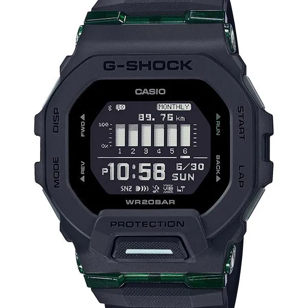 Orologio digitale da uomo CASIO G-SHOCK GBD-200UU-1JF, nero, ideale per la corsa e come smartphone.