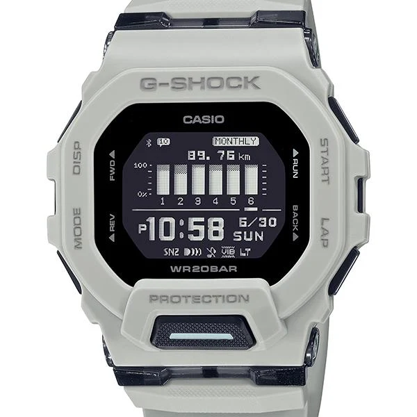 Orologio digitale da uomo CASIO G-SHOCK GBD-200UU-9JF, bianco, ideale per la corsa e come smartphone.