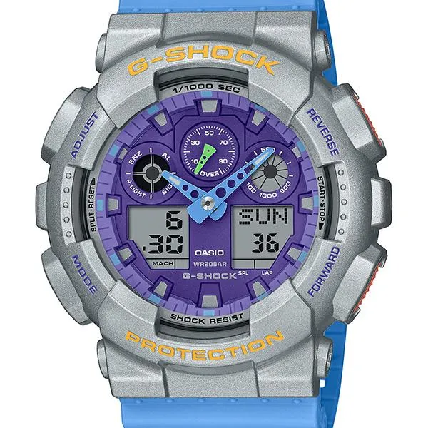 Orologio da uomo G-SHOCK CASIO serie Euphoria GA-100EU-8A2JF, blu e argento.