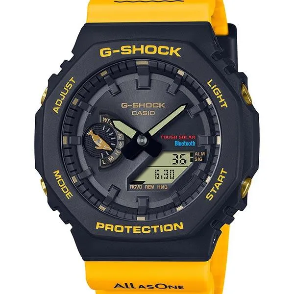 CASIO G-SHOCK GA-B2100K-9AJR JDM Tough Solar Mobile Link Analogico-Digitale Ilkuji Frogman I-Search Giappone Orologio da uomo nero giallo