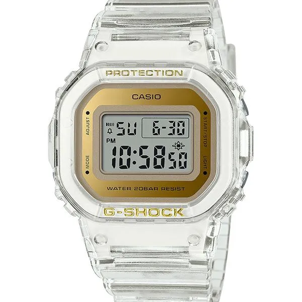 Orologio da uomo G-SHOCK CASIO GMD-S5600SG-7JF, piccolo, scheletrato, color oro, sottile.