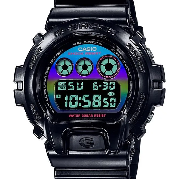 Orologio da uomo G-SHOCK CASIO DW-6900RGB-1JF con arcobaleno virtuale nero lucido