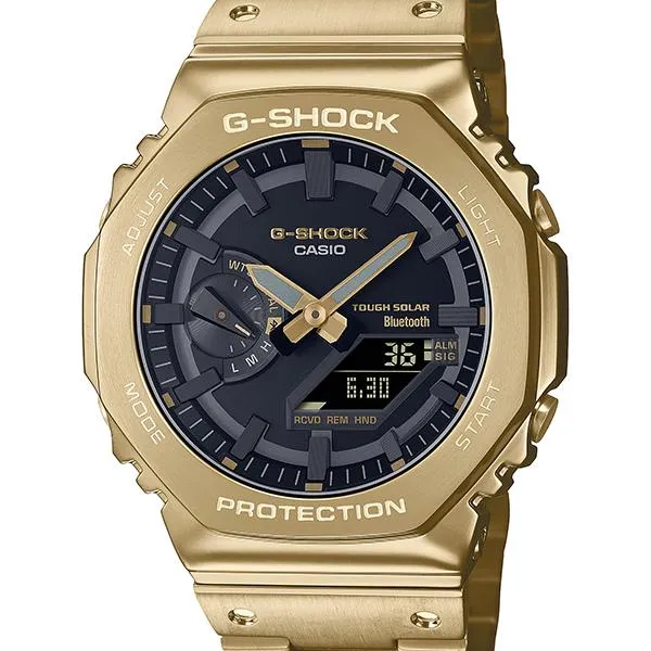 Orologio da uomo CASIO G-SHOCK GM-B2100GD-9AJF in metallo dorato con Bluetooth e alimentazione solare.