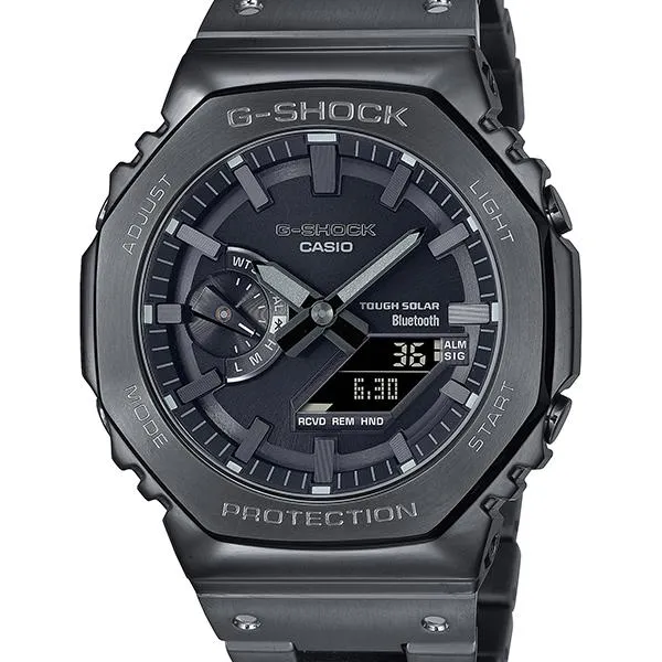 Orologio da uomo CASIO G-SHOCK GM-B2100BD-1AJF interamente in metallo nero, con Bluetooth e alimentazione solare.