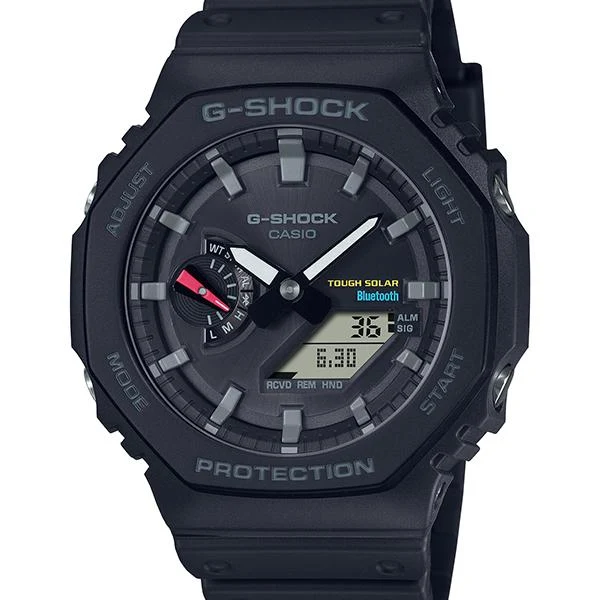 Orologio da uomo CASIO G-SHOCK GA-B2100-1AJF JDM Tough Solar Mobile Link analogico-digitale ottagonale completamente nero