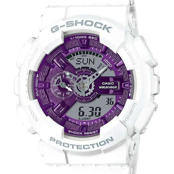 Orologio da uomo analogico-digitale CASIO G-SHOCK GA-110WS-7AJF JDM Precious Heart Selection 2023 bianco e viola