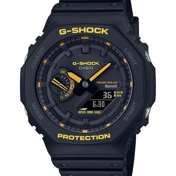 Orologio da uomo G-SHOCK CASIO serie gialla, modello GA-B2100CY-1AJF.