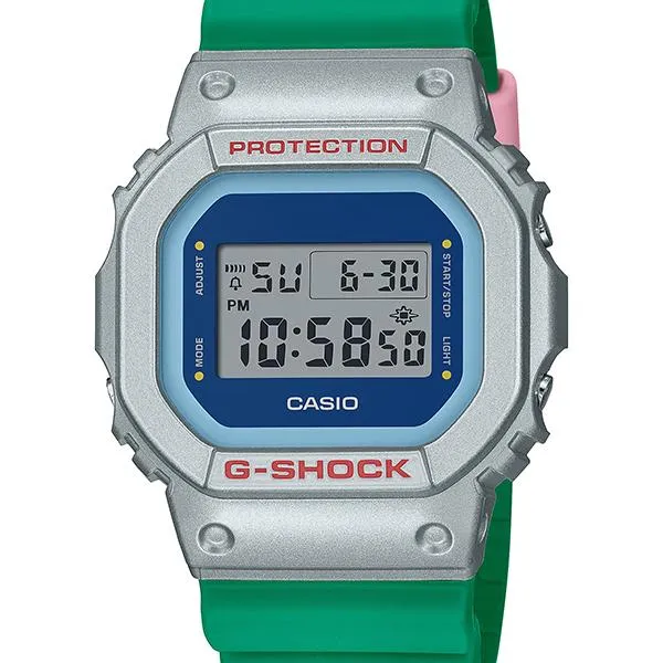 Orologio da uomo G-SHOCK CASIO serie Euphoria, modello DW-5600EU-8A3JF, verde e argento.