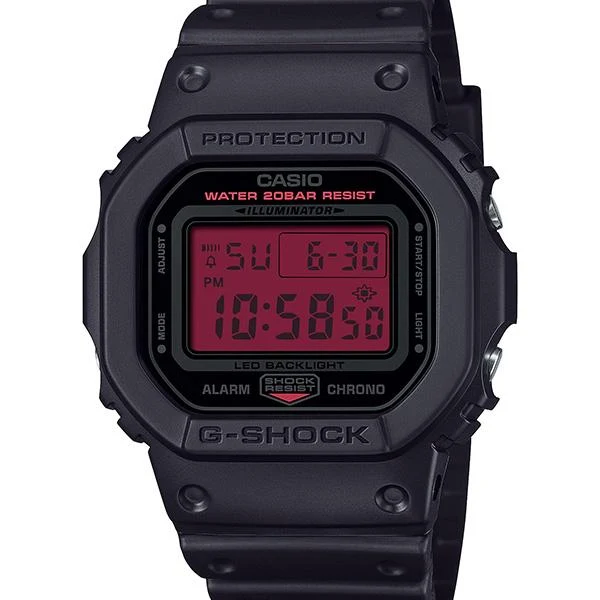 Orologio da uomo G-SHOCK CASIO DW-5600BBR-1JF nero e rosso acceso