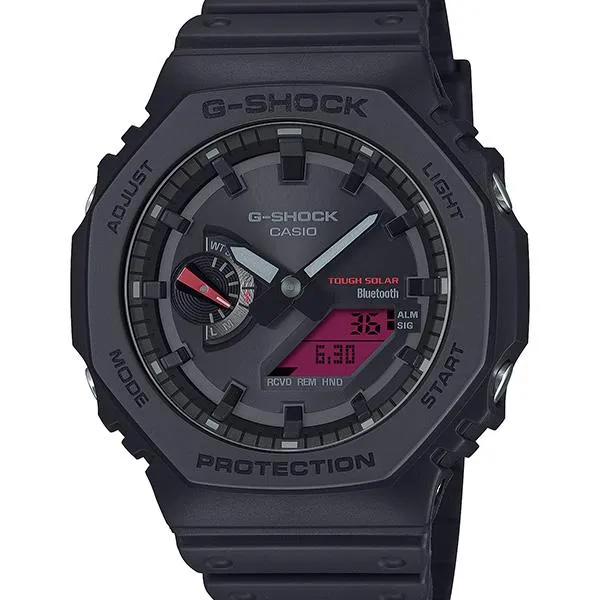 Orologio da uomo CASIO G-SHOCK GA-B2100BBR-1AJF JDM Tough Solar Mobile Link analogico-digitale nero e rosso acceso