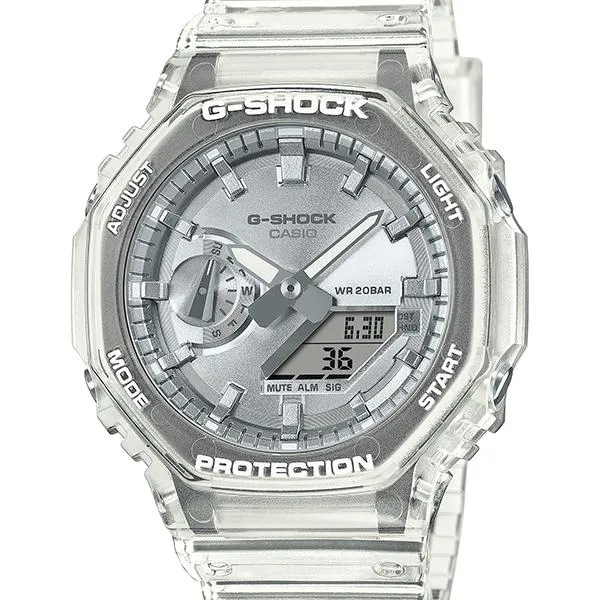 Orologio da uomo CASIO G-SHOCK GA-2100BM-7A8JF JDM Carbon Core Guard White Skeleton Analogico Digitale