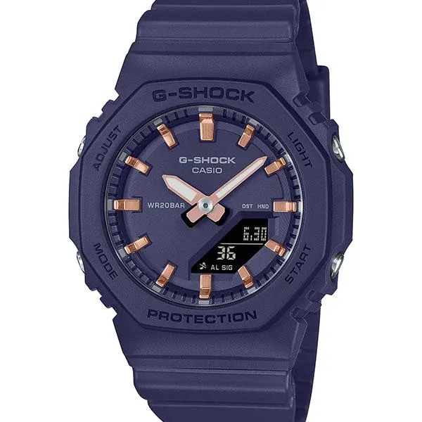 Orologio da donna G-SHOCK CASIO con indici metallici, modello GMA-P2100M-2AJF.
