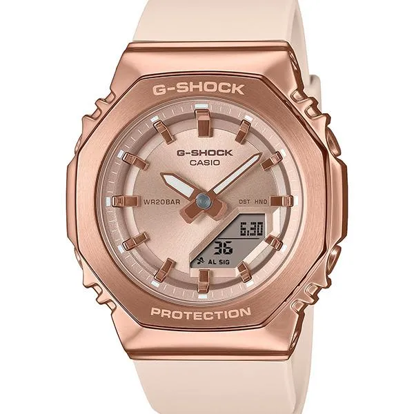 Orologio da donna G-SHOCK CASIO GM-S2110PG-4AJF in metallo rosa e oro.