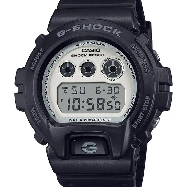 Orologio da uomo G-SHOCK CASIO DW-6900WD-1JF nero e bianco brillante.