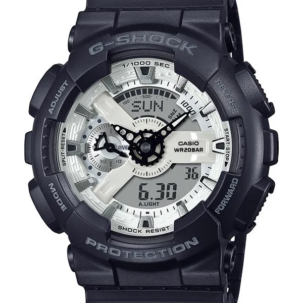 Orologio da uomo G-SHOCK CASIO GA-110WD-1AJF nero e bianco brillante.