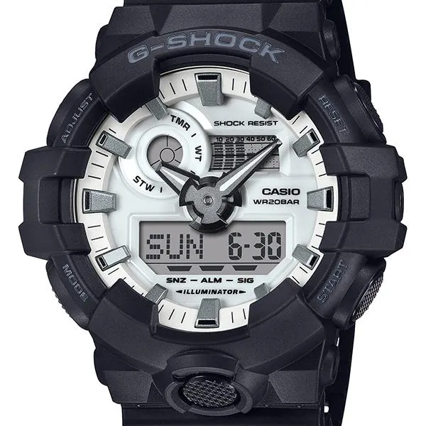 Orologio da uomo G-SHOCK CASIO GA-700WD-1AJF nero e bianco brillante.