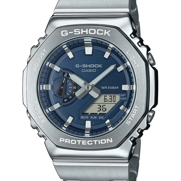 Orologio da uomo G-SHOCK CASIO GM-2100 con cinturino in metallo e quadrante colorato, modello GM-2110D-2BJF.