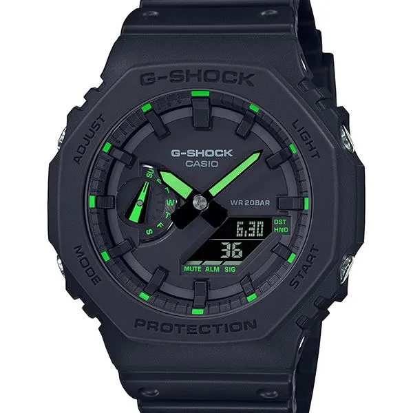Orologio da uomo G-SHOCK CASIO Carbon Core Guard Black Neon, modello GA-2100-1A3JF.