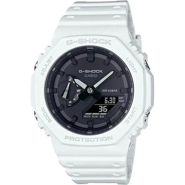 Orologio da uomo CASIO G-SHOCK ottagonale bianco/nero, modello GA-2100-7AJF