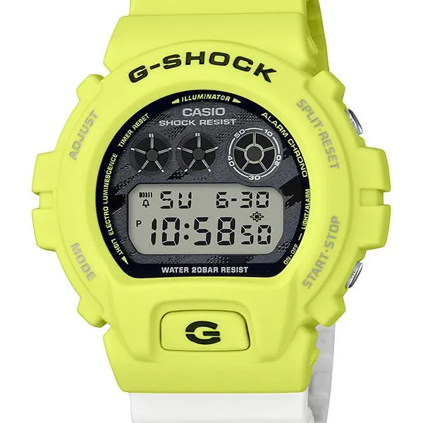 DW-6900TGA-9JF G-SHOCK CASIO Lightning Bolt Orologio da uomo giallo e bianco