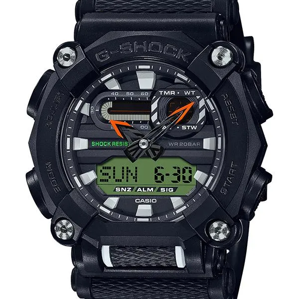 Orologio da uomo G-SHOCK CASIO GA-900E-1A3JR nero, analogico-digitale e resistente.