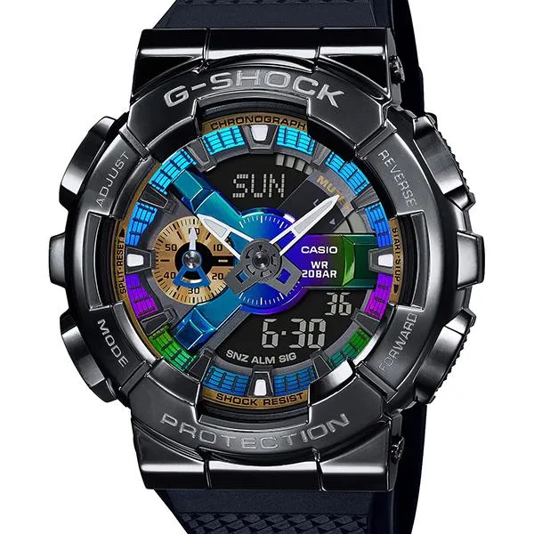 Orologio da uomo G-SHOCK CASIO GM-110B-1AJF in metallo nero analogico-digitale